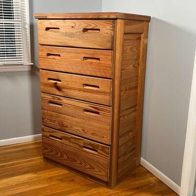 SOLID WOOD CHEST of DRAWERS | Tall dresser; h. 49 x w. 29 x d. 19-1/2 in.