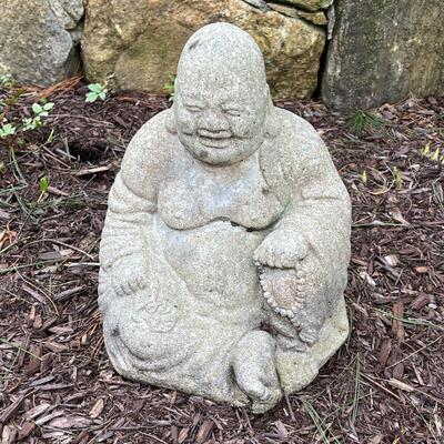 STONE BUDDHA | Happy Buddha garden ornament to watch after your yard- he's very cute! h. 11 in.