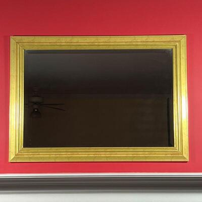 GILT FRAMED MIRROR | With beveled glass; 30 x 42 in.