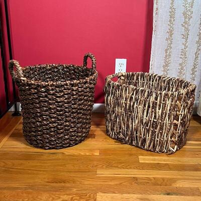 (2pc) WOVEN BASKETS | Largest 12-1/2 x 18 x 12-1/2 in.