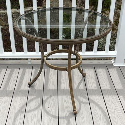 PATIO SIDE TABLE | Glass top round side table