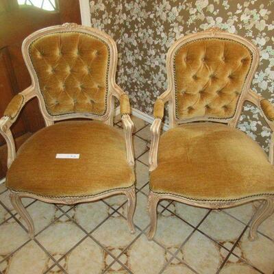 PAIR OF FRENCH STYLE REVIVAL CHAIRS REUPHOLSTERED SMOKE FREE