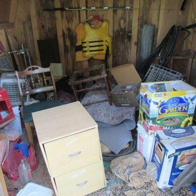 MYSTERY STORAGE SHED LOT! THIS SHED WAS NOT GONE THROUGH AND IS FULL OF TREASURES AS SHOWN/BUYER MUST REMOVE ALL CONTENTS!