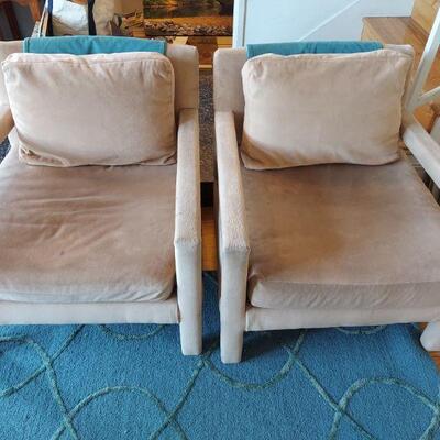 Modern Tan Suede Armchairs – Set of 2,