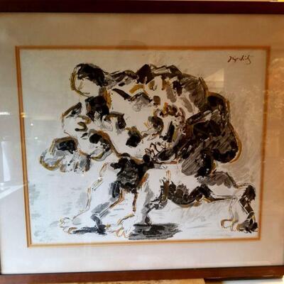 Mid -Century Limited Edition Screeprint,  'The Couple" by Renown Artist Jacques Lipchitz.... Circa 1957