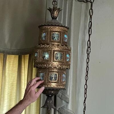 Pair of Hollywood regency hanging lamps