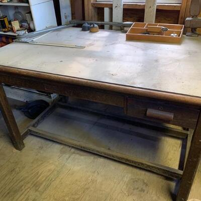 Antique oak drafting table