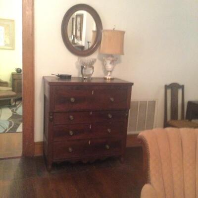 Nice dresser, mirror, lamp