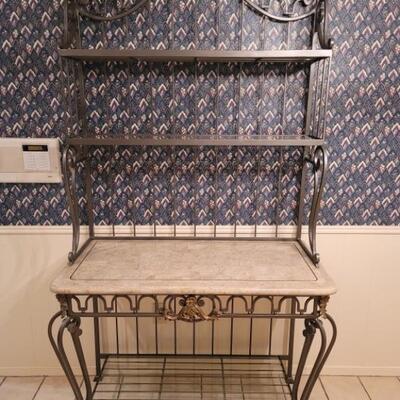 Metal & Stone Bakers Rack, 2nd of 2 in Set