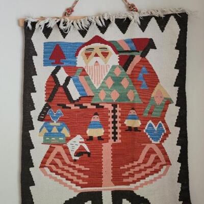 Large Hand Woven Christmas Santa Claus Tapestry
