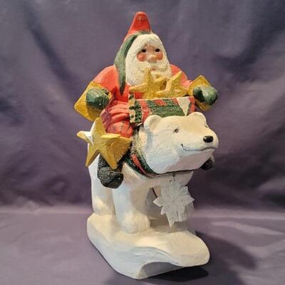 1995 House of Hatten Santa on Polar Bear Figurine