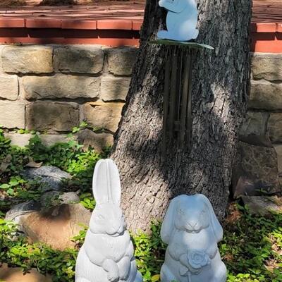 (3) Garden Bunny Statues