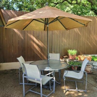 Table with Umbrella and 4 Chairs, 8' Umbrella