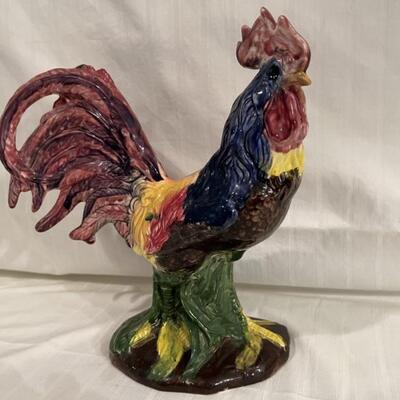 Artist Signed Country French Farmhouse Ceramic Rooster