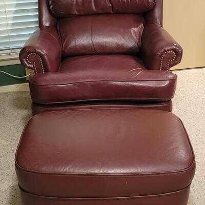 Leather Club Chair & Ottoman, Distinction Leather