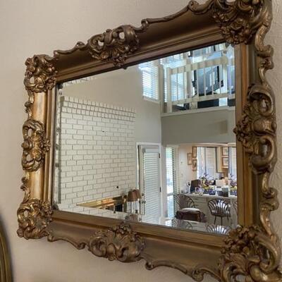 Baroque Gilt Gold Beveled Wall Mirror