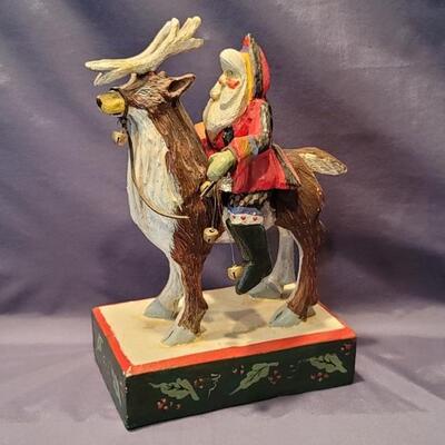 1989 House of Hatten Santa on Reindeer Figurine