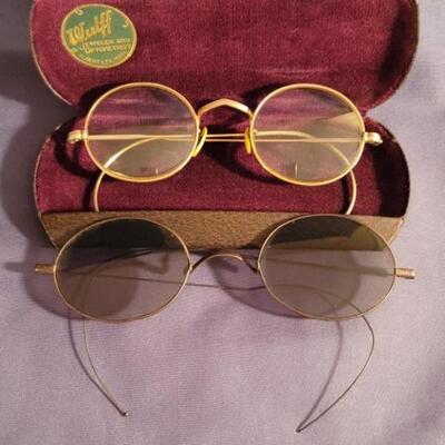 (2) Pair Antique Eye Glasses in Case