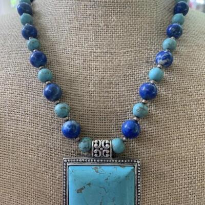 Sterling Silver, Turquoise, & Lapis Necklace