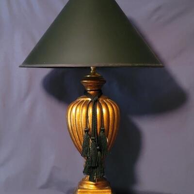 Black & Gold Table Lamp with Tassle Stands 31in