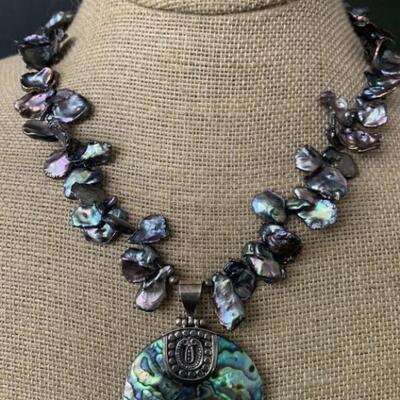 Sterling Silver and Abalone Artisan-Made Necklace