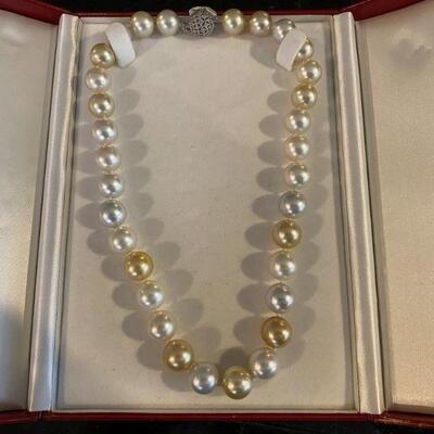 AA Pearls , Gold & Pave diamonds