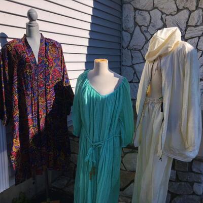 Vintage Silk Robe & Cotton Dress AND a 2 Piece Silk Hooded Wind Suit ( Plus Sizes ) 
