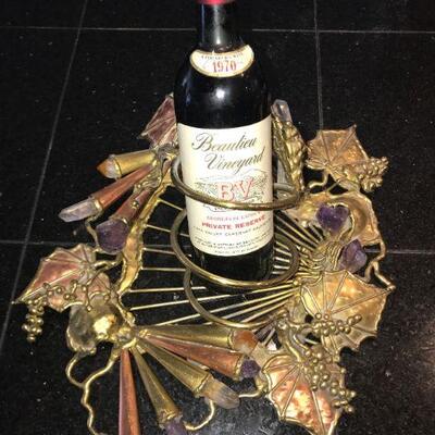 Unique copper/brass crystals & amethyst wine holder !