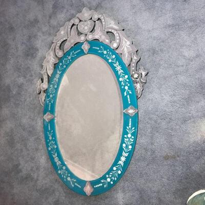 Fabulous Venetian Teal Mirror - Just opened out of box for this sale 