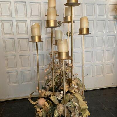 Floral decorated floor candelabra  