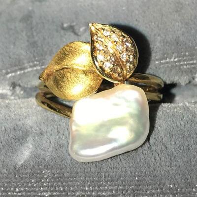 14 K diamond & pearl 