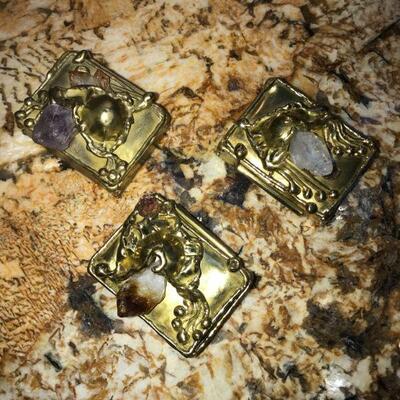 Unique copper/brass with quartz  crystals & amethyst trinket handmade boxes