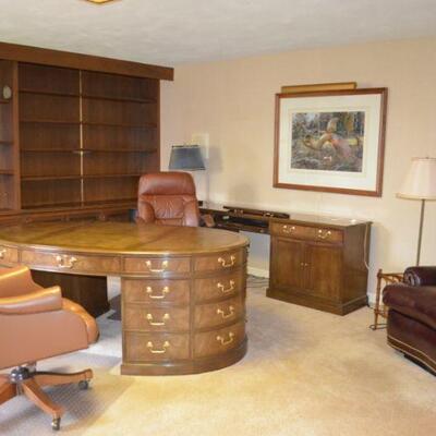 Baker Partner Desk/  Leather Office Chairs 