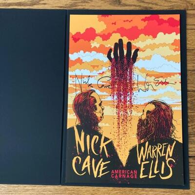 Signed Nick Cave & Warren Ellis tour poster