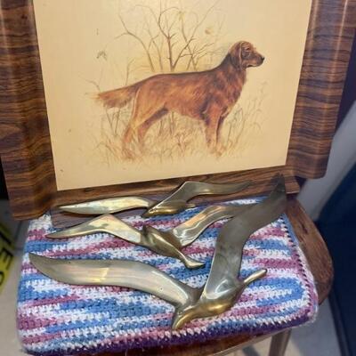 Brass Birds and Vintage TV Tray