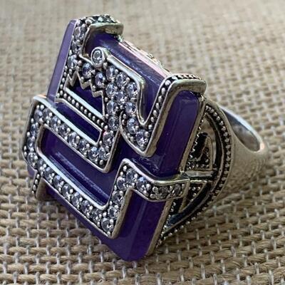 Sterling Silver Ring w/ Lavender Jade Size 7.5