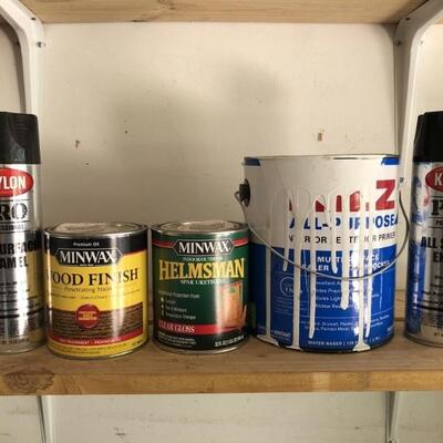 Paint and stain. All are unopened or almost full.