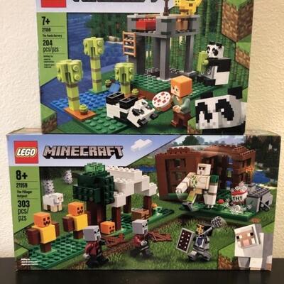 Lego Minecraft. 2 sets. 21158 The Panda Nursery
and 21159 The Pillager Outpost. Both in boxes with booklets. Has been assembled. As is....