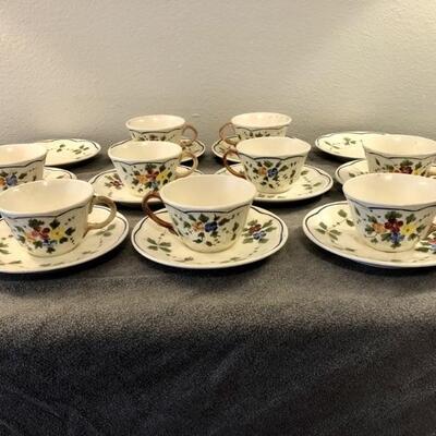 Antique Lonchamp Nemours coffee cups and saucers.