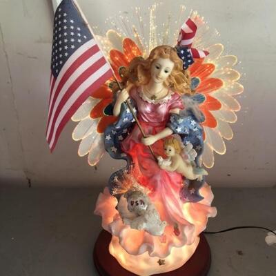Rare, discontinued Ray Chia Collection Fiber Optic 4th of July Angel.