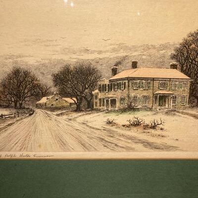 Engraving 'House Of Ralph Waldo Emerson"