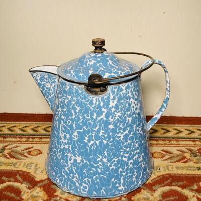  Blue Enamel Coffee Pot