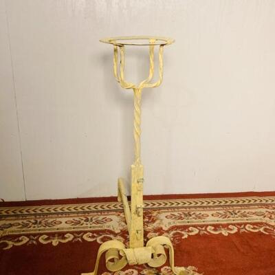 Yellow Painted Wrought Iron Andiron