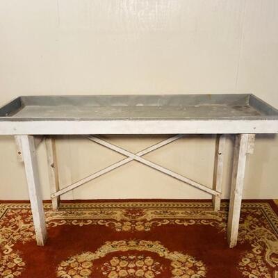 Light Blue Zinc Lined Sorting Table