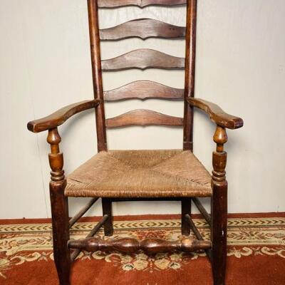 Early Ladder Back Rush Seat Chair