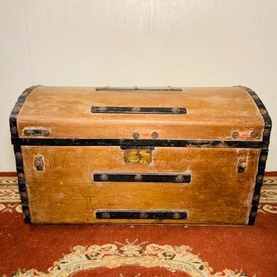 Wood and Metal Traveling Trunk
