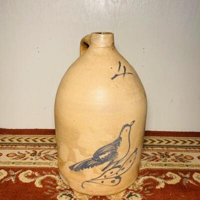 Salt Glaze 4 Gal. Jug Bird Jug