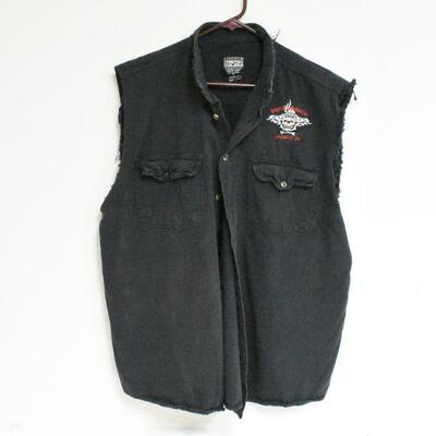Biker Design Sleeveless Button Up Shirt