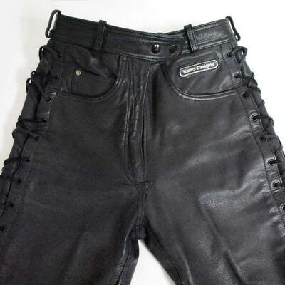 Harley Davidson Black Leather Lace-Up Riding Pants