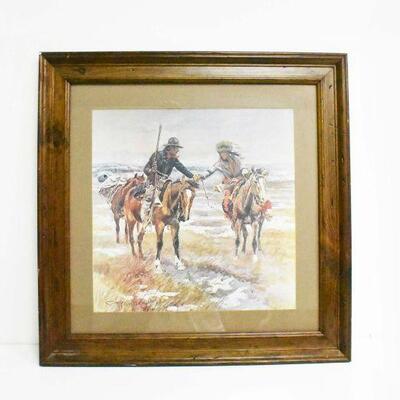 24" CM Russell "A Doubtful Handshake" Framed Art